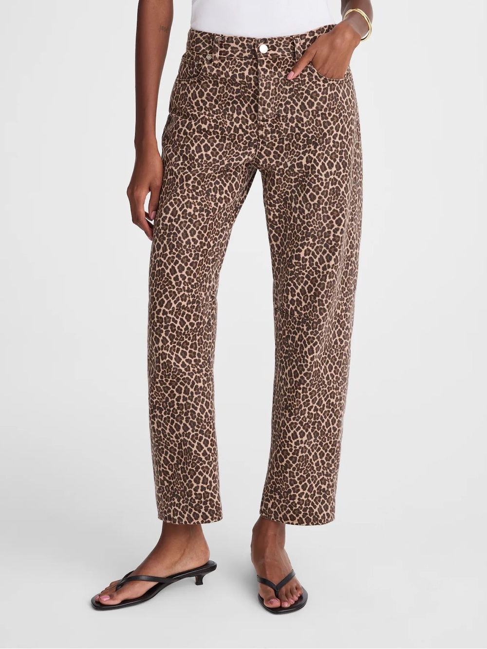 Madewell Darted Barrel Leg Jeans in Leopard Animal Print Size 23 $158 NW236